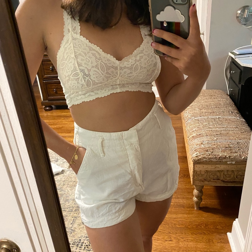 Cream Linen Shorts